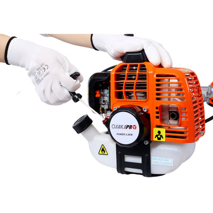 52cc Weed Eater/Wacker Gas Powered, 2 in 1 String Trimme,with 10'' Brush Cutter,Rubber Handle & Shoulder Strap Included image 11
