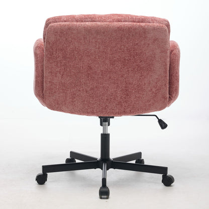 Modern Chenille Swivel Office Chair, Height Adjustable Task Chair with Convertible Multi-Position Armrests, Comfy Double Cushioned Desk Chair for Home, Study,Vanity & Living Room, Blush Pink,SW5028PK image 7