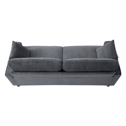 81.8"Corduroy Loveseat Sofa, 2-Seater Couch with Sturdy Iron & Wood Frame, Comfy Upholstered Sofa with Square Armrests for Living Room, Apartment image 5