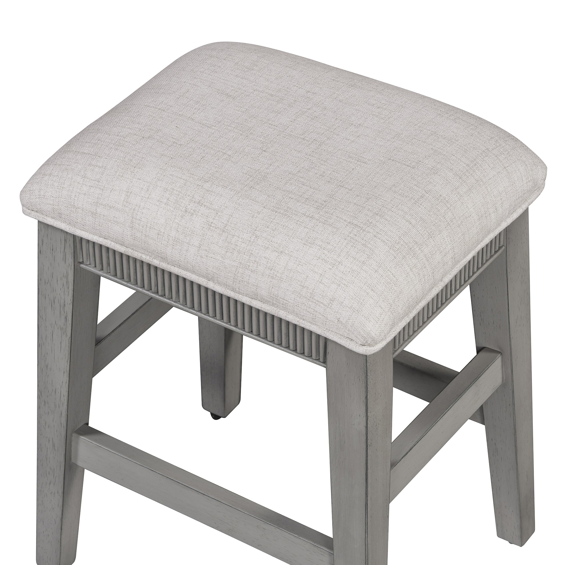 TREXM 4-Piece Dining Table Set for 3, Retro Kitchen Table and Chairs Set with 3 Storage Drawers, Ideal for Small Spaces (Light Grey) image 5