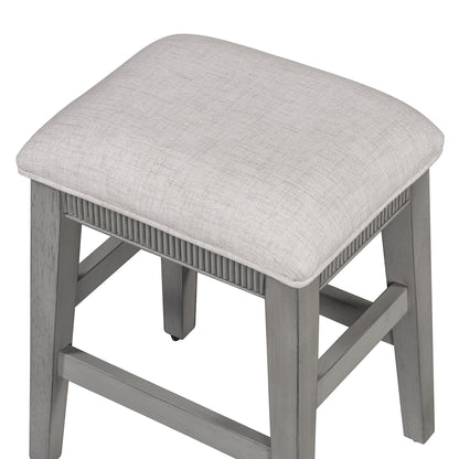 TREXM 4-Piece Dining Table Set for 3, Retro Kitchen Table and Chairs Set with 3 Storage Drawers, Ideal for Small Spaces (Light Grey) image 5