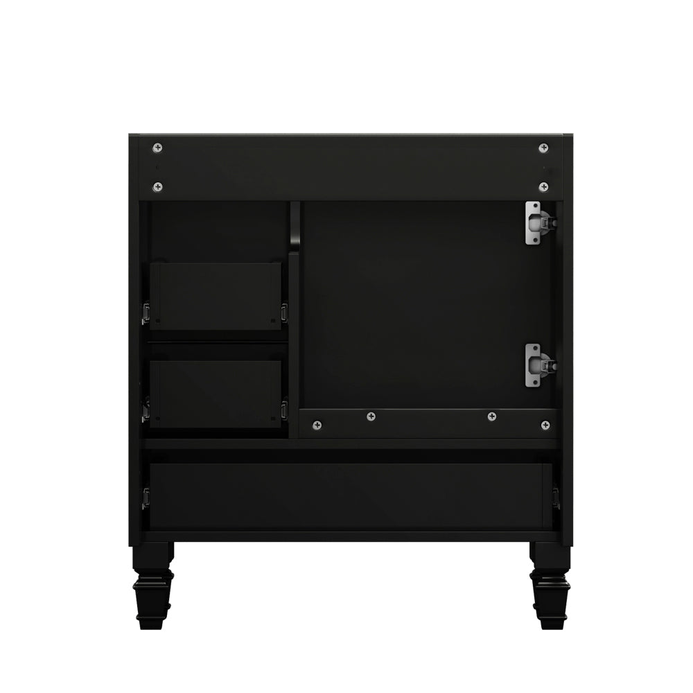 30"Black Bathroom Vanity. Abundant Storage Cabinet -2 Soft close doors and 4 drawers (excluding the ceramic basin) image 2