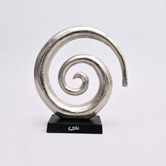 Aluminum Swirl Abstract Sculptures with Black Base –  Modern Decor, Set of 2