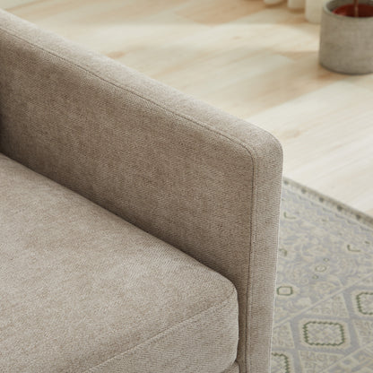 30.7"W Square Upholstered 360° Swivel Accent Chair and Comfy Single Sofa Chair with a Weathered Finished Wooden Base, Club Lounge Reading Armchair for Living Room Bedroom Apartment Nursery. Taupe image 10