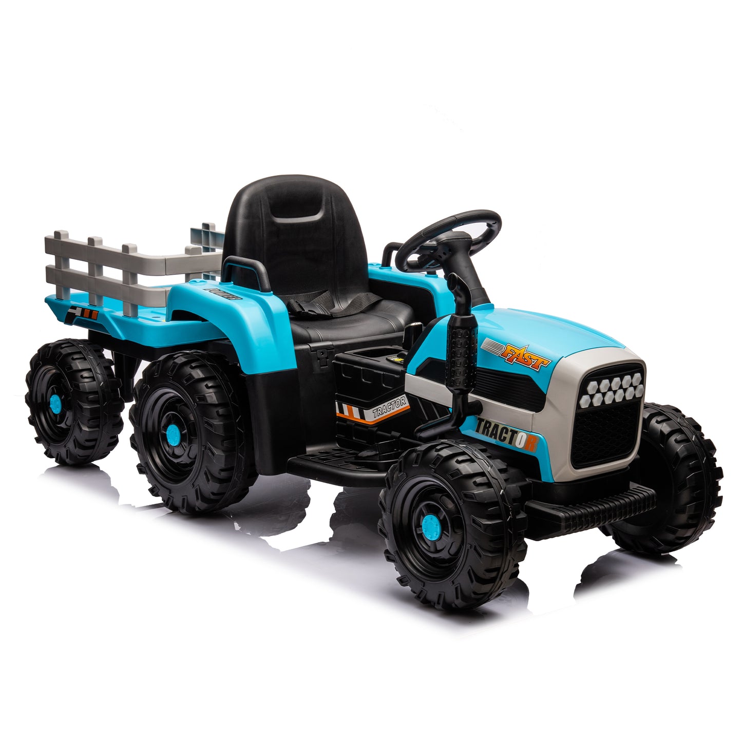 Ride on Tractor with Trailer,24V Battery Powered Electric Tractor Toy, 200w*2motor 1.86-4.97MPH/Remote Control,electric car for kids,Three speed adjustable,USB,MP3,Bluetooth,LED light, safety belt. image 7