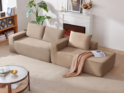 96.9" Cloud Sectional Couch with L-Shape Chaise,Modern Modular Sofa with Deep Seat, Upholstered Couches for Living Room Bedroom,No Assembly Required, (Corduroy Fabric),Camel,Right image 4