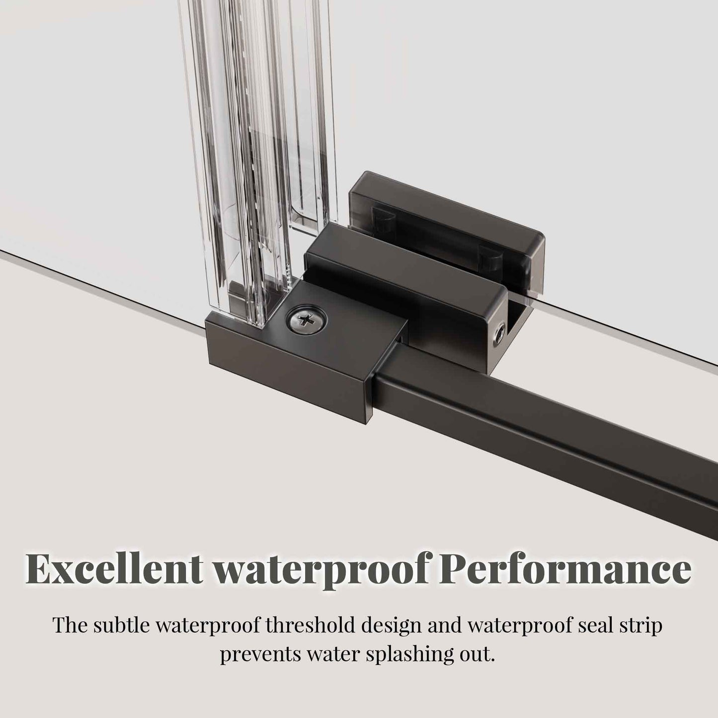 56-60" W * 76" H Frameless Single Sliding Shower Doors Without Soft-Close, Bathroom Sliding Shower Door With Towel Rail And Auxiliary Handle, 5/16" (8mm) Thick SGCC Tempered Glass Door, Matte Black image 3