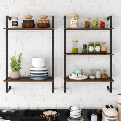 3 Tier and 2 Tier Bathroom Shelves Metal, Wood Hanging Storage Bookshelf image 3