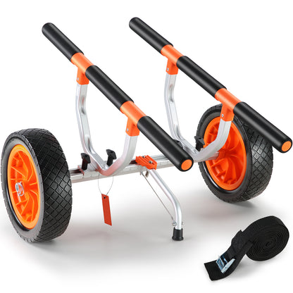 Heavy Duty Kayak Cart, 450lbs Load Capacity, Detachable Canoe Trolley Cart with 12'' Solid Tires, Adjustable Width & Nonslip Support Foot, for Kayaks Canoes Paddleboards Float Mats Jon Boats image 1