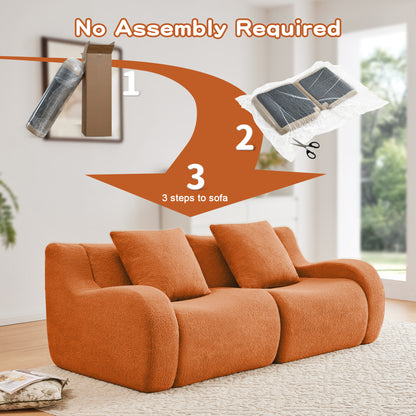 Soft Teddy Fabric Boneless Sofa,No Assembly Required Streamlined Design,Anti-Slip Design 32D High Density Sponge Living Rooms Bedrooms,Orange image 11