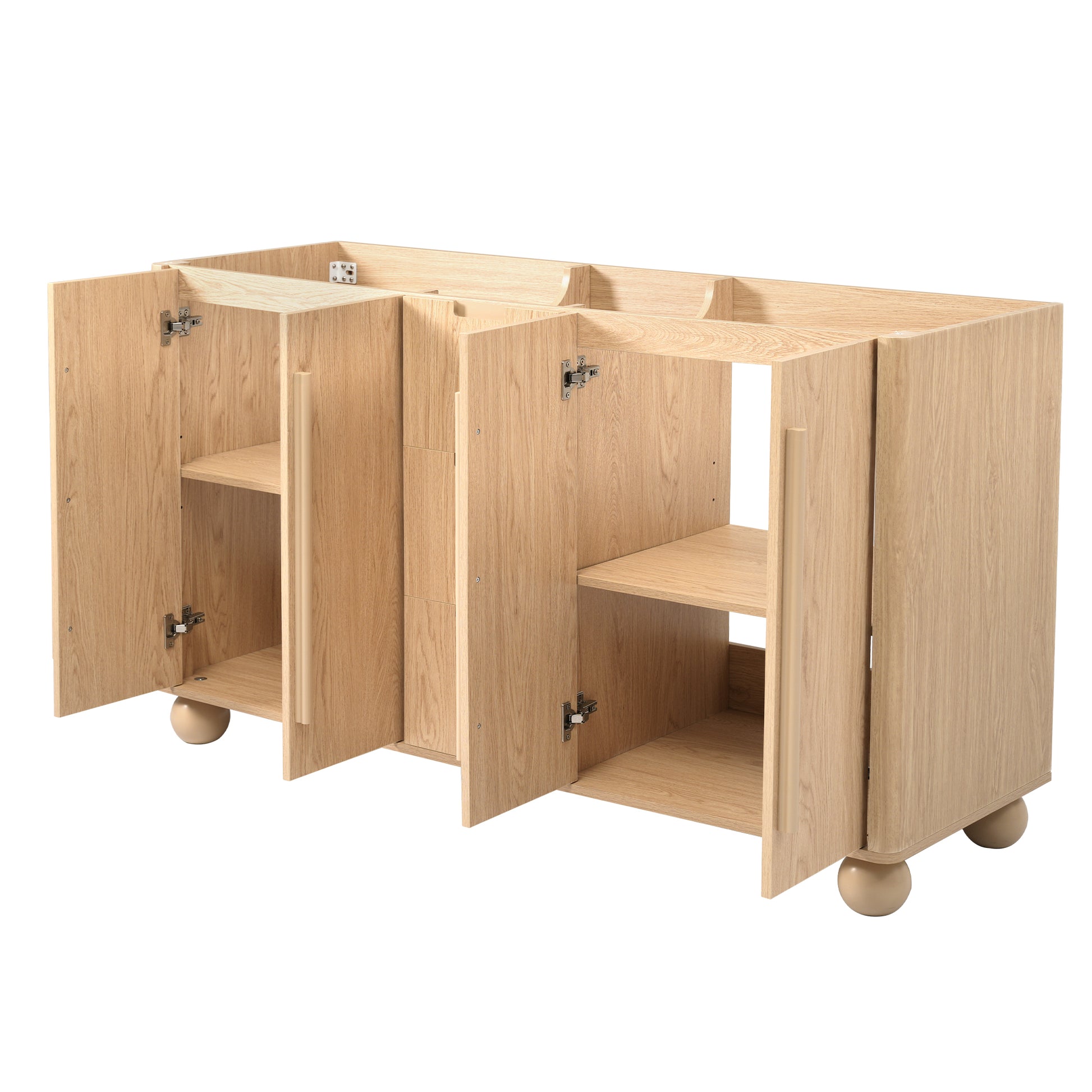 [Cabinet Only] 58.3" Bathroom Vanity Cabinet Only Without Vanity Top, 3 Drawers & 4 Doors, All Soft-Close, Adjustable Shelf, Wood Color image 10