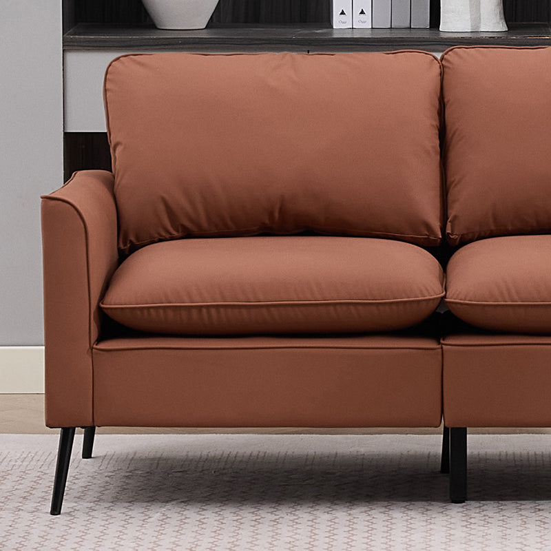 TS Cat paw leather upholstered sofa loveseat,Nordic retro light luxury living room balcony bedroom single casual sofa chair Double sofa + two pack combination(Brown) image 8