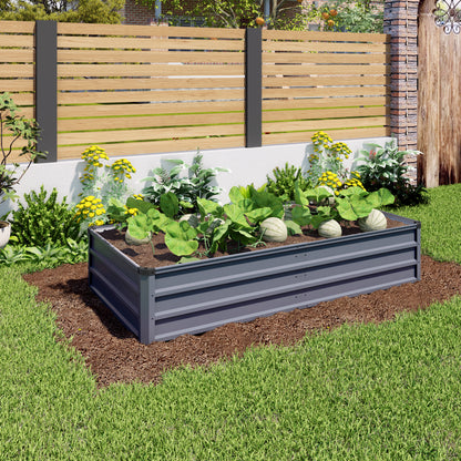 6x3x1ft 2pcs large Garden Bed Kit, Grey Galvanized Metal Outdoor Garden Boxes, Suitable for Outdoor Ground Gardens for Growing Plants, Vegetables Flowers Herb image 1
