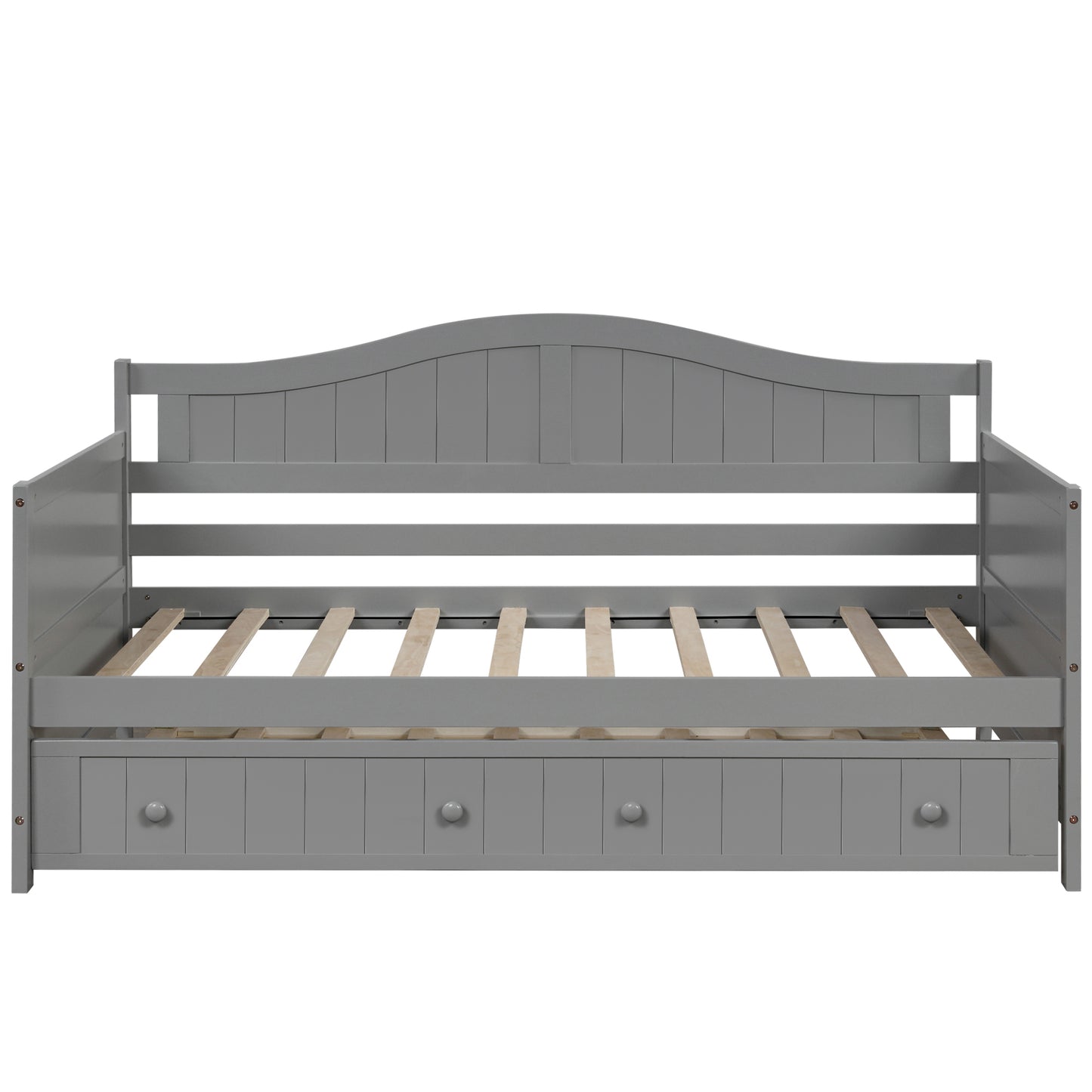Twin Wooden Daybed with Trundle Bed, Sofa Bed for Bedroom Living Room,Gray(OLD SKU:WF192861AAE) image 3