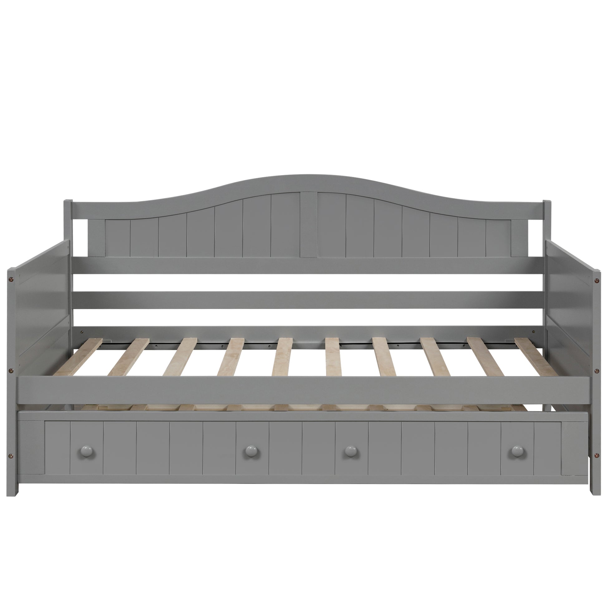Twin Wooden Daybed with Trundle Bed, Sofa Bed for Bedroom Living Room,Gray(OLD SKU:WF192861AAE) image 3