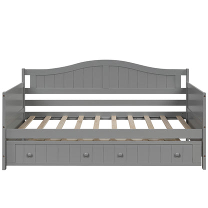 Twin Wooden Daybed with Trundle Bed, Sofa Bed for Bedroom Living Room,Gray(OLD SKU:WF192861AAE) image 3