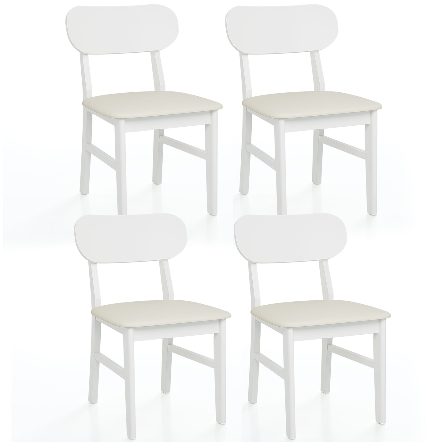 Farmhouse Dining Chairs Set of 2, Modern Faux Leather Upholstered Kitchen&Dining Room Chairs, Side Seating for Kitchen, Dining Room, Living Room, Home Office, Terrace, Courtyard, 350LBS Capacity, Whit image 6