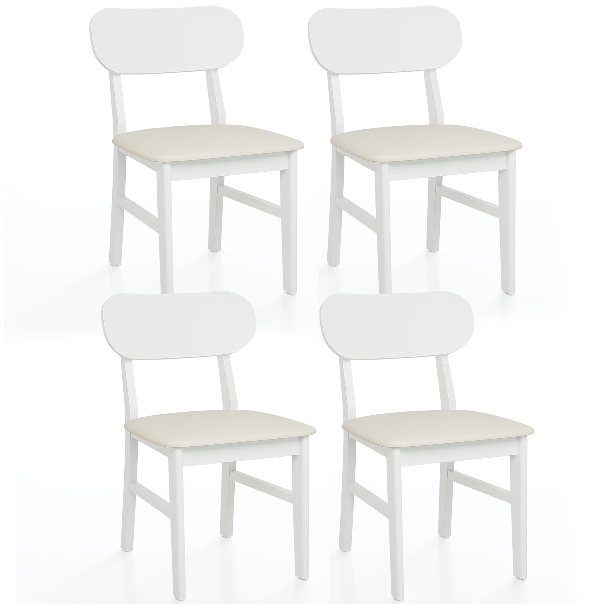 Farmhouse Dining Chairs Set of 2, Modern Faux Leather Upholstered Kitchen&Dining Room Chairs, Side Seating for Kitchen, Dining Room, Living Room, Home Office, Terrace, Courtyard, 350LBS Capacity, Whit image 6