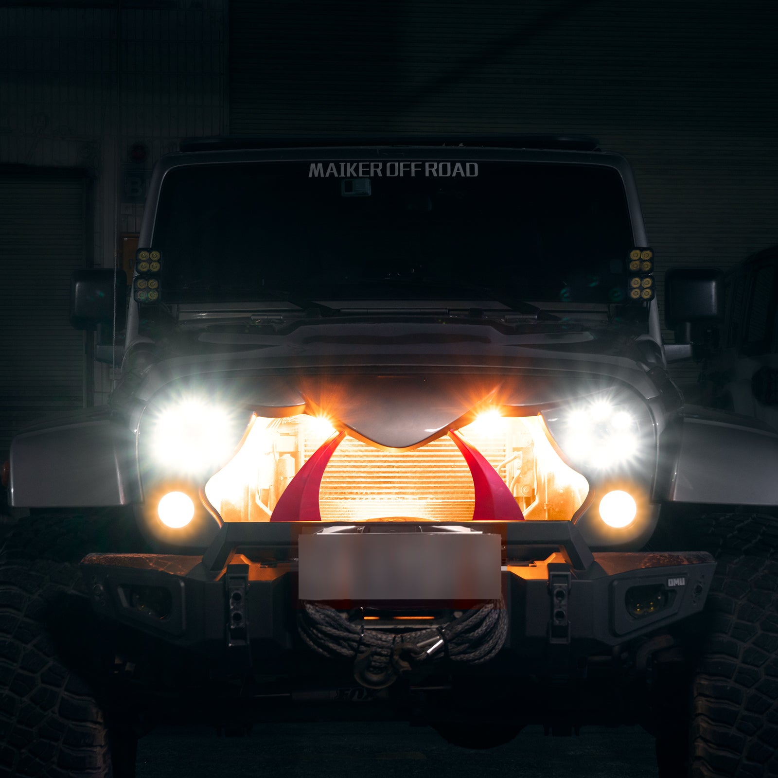 Halloween Front Grille Grid Grill for 2007-2017 Jeep Wrangler Rubicon Sahara Sport JK/JKU, Matte Black image 8