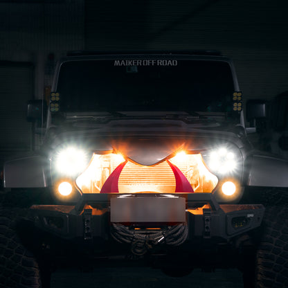 Halloween Front Grille Grid Grill for 2007-2017 Jeep Wrangler Rubicon Sahara Sport JK/JKU, Matte Black image 8