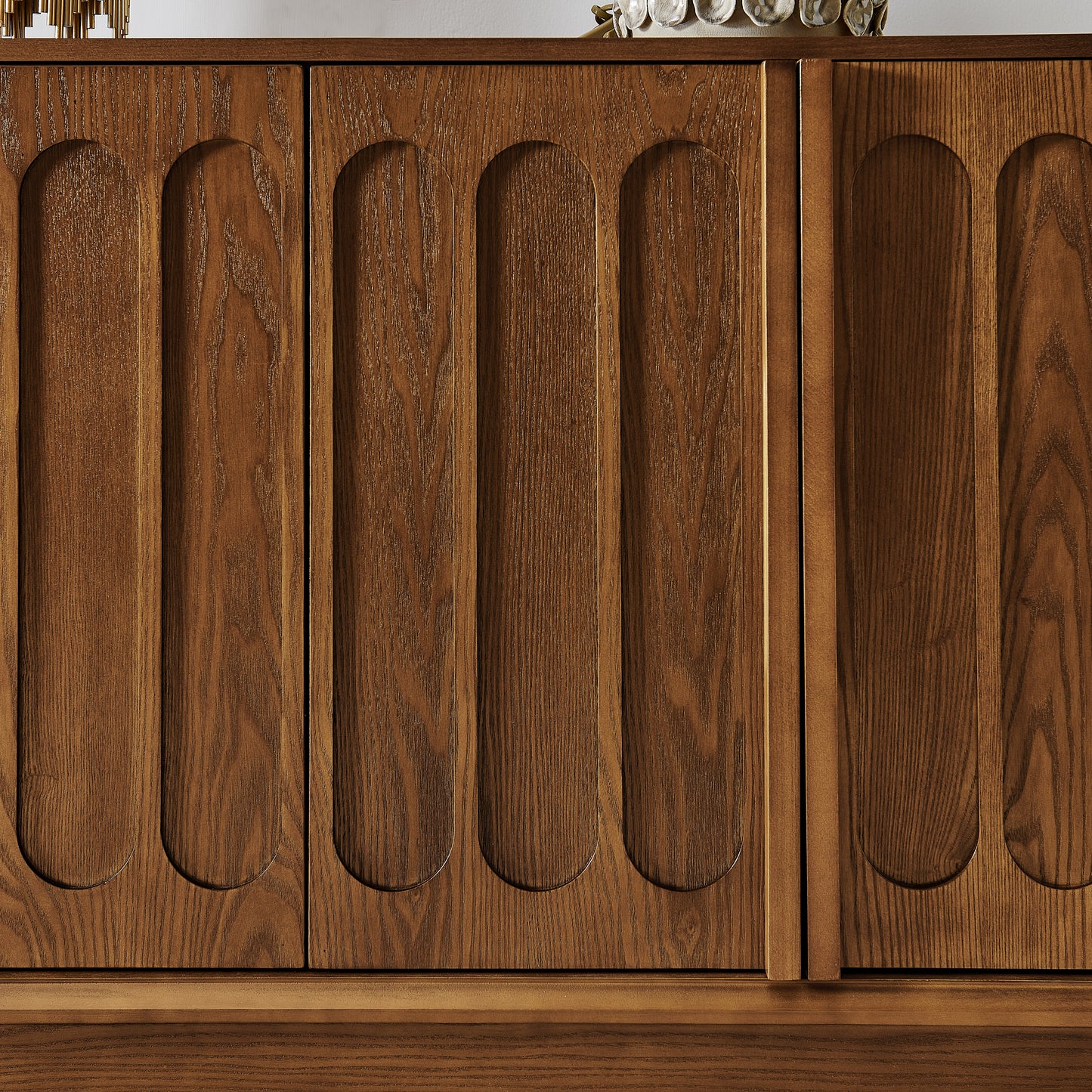 Mid Century Modern Fluted Sideboard Cabinet with Adjustable Shelves & Sturdy Base, Buffet Cabinet with Storage, Storage Cabinet for Living Room Entryway Hallway Dining Room Kitchen, Walnut image 6