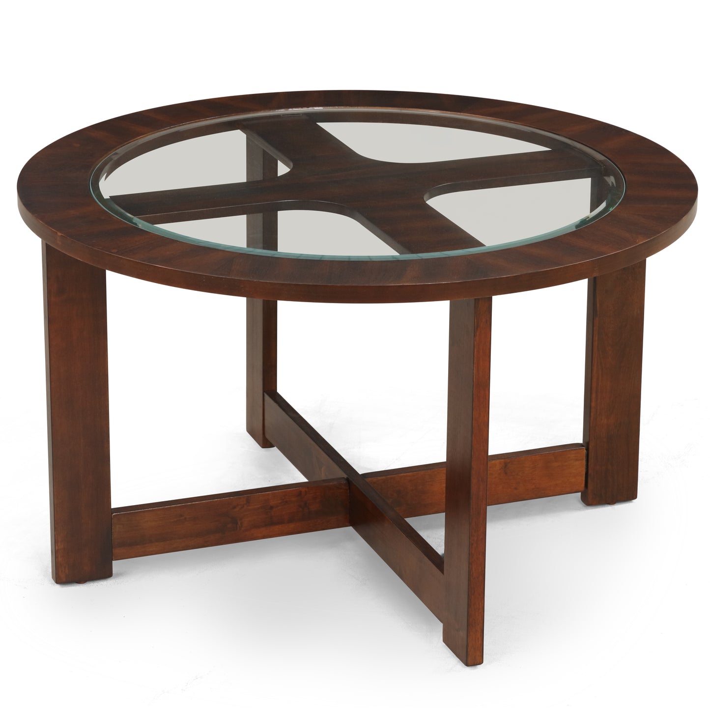 Cylina Solid Wood Glass Top Round Table Set, Coffee Table with 4 Stools image 4