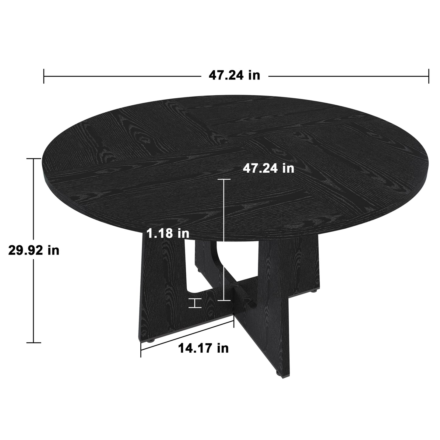 Spiced Round Dining Table for 4 - 47 Inch Farmhouse Kitchen Table, MDF Circle Table with Wood Grain Finish, 300lb Weight Capacity, Easy Assembly for Dining Room, Kitchen, Living Room -Black image 11