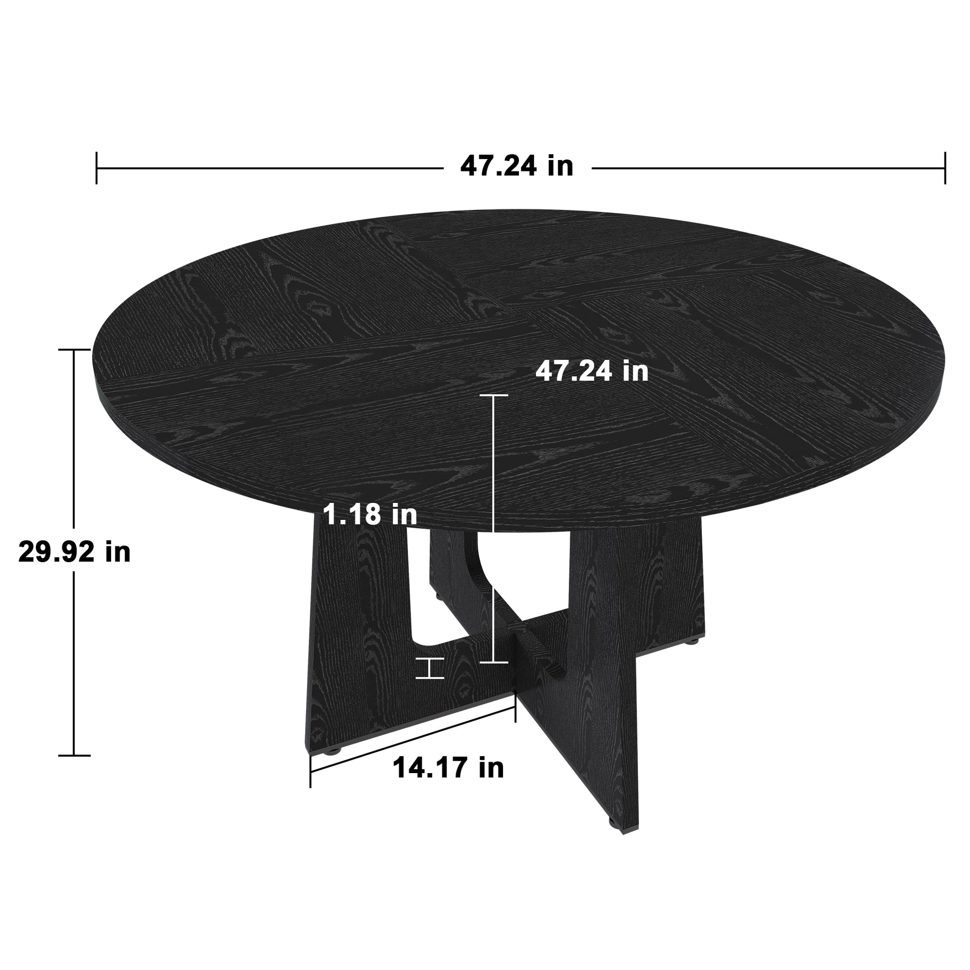 Spiced Round Dining Table for 4 - 47 Inch Farmhouse Kitchen Table, MDF Circle Table with Wood Grain Finish, 300lb Weight Capacity, Easy Assembly for Dining Room, Kitchen, Living Room -Black image 11