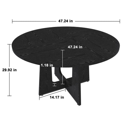 Spiced Round Dining Table for 4 - 47 Inch Farmhouse Kitchen Table, MDF Circle Table with Wood Grain Finish, 300lb Weight Capacity, Easy Assembly for Dining Room, Kitchen, Living Room -Black image 11