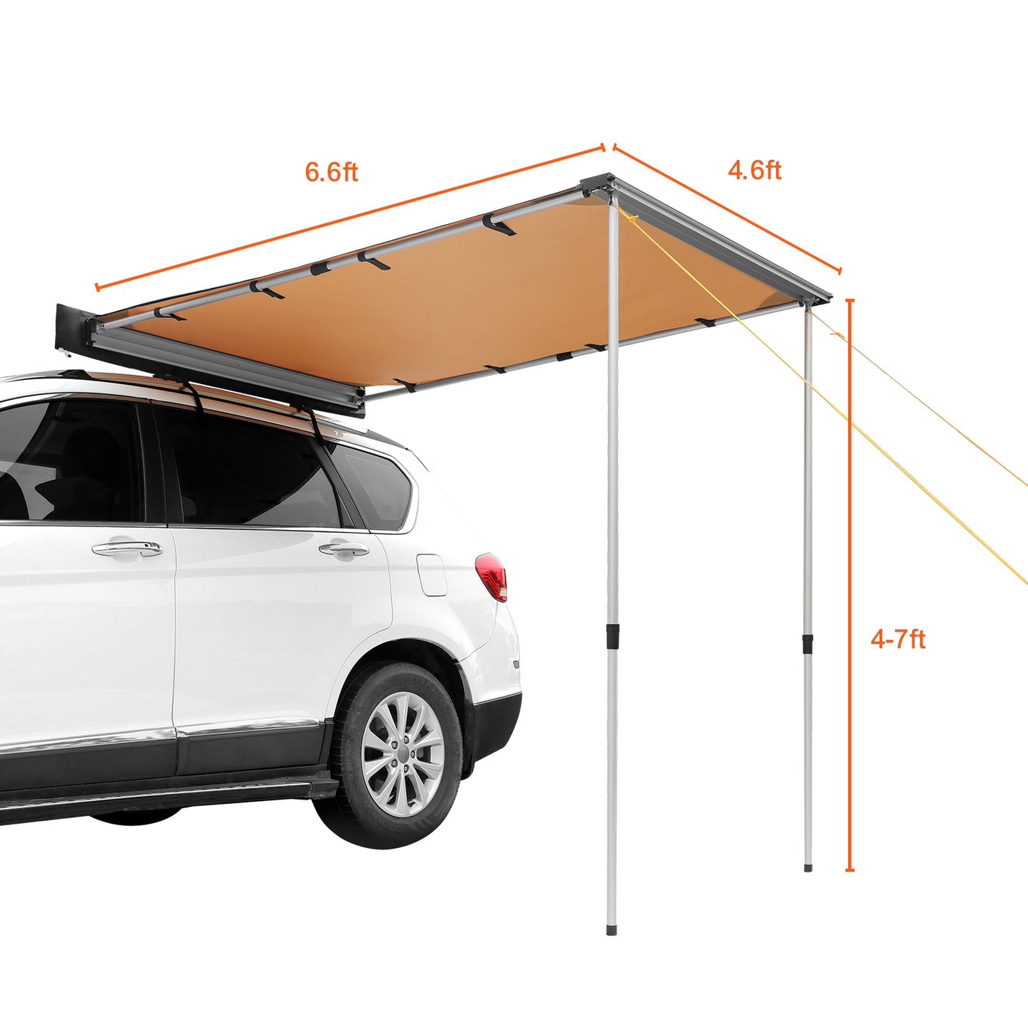 Car Side Awning, Large 4.6'x6.6' Shade Coverage Vehicle Awning, PU3000mm UV50+ Retractable Car Awning with Waterproof Storage Bag, Suitable for Truck, SUV, Van, Campers image 8