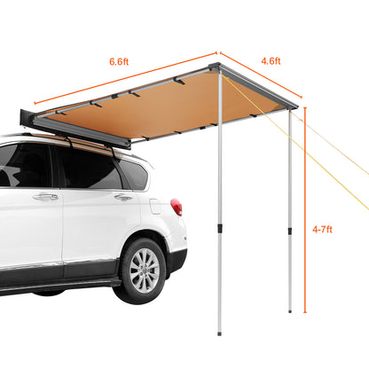 Car Side Awning, Large 4.6'x6.6' Shade Coverage Vehicle Awning, PU3000mm UV50+ Retractable Car Awning with Waterproof Storage Bag, Suitable for Truck, SUV, Van, Campers image 8