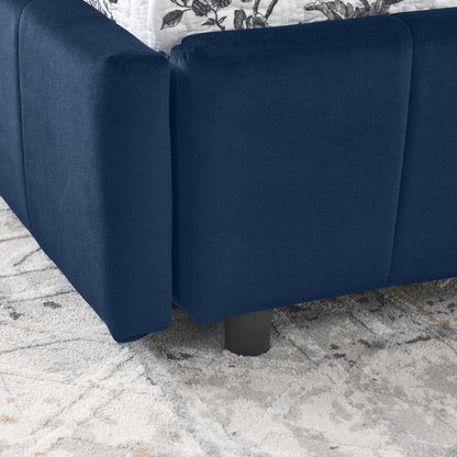 Full Size Storage Upholstered Tufted Bed Frame, Sofa Bed Frame with Comfortable Backrest and Armrests, Full Size Bed for Bedroom, Living Room,Velvet, DARK BLUE(80.5''*59''*29.5'') image 8