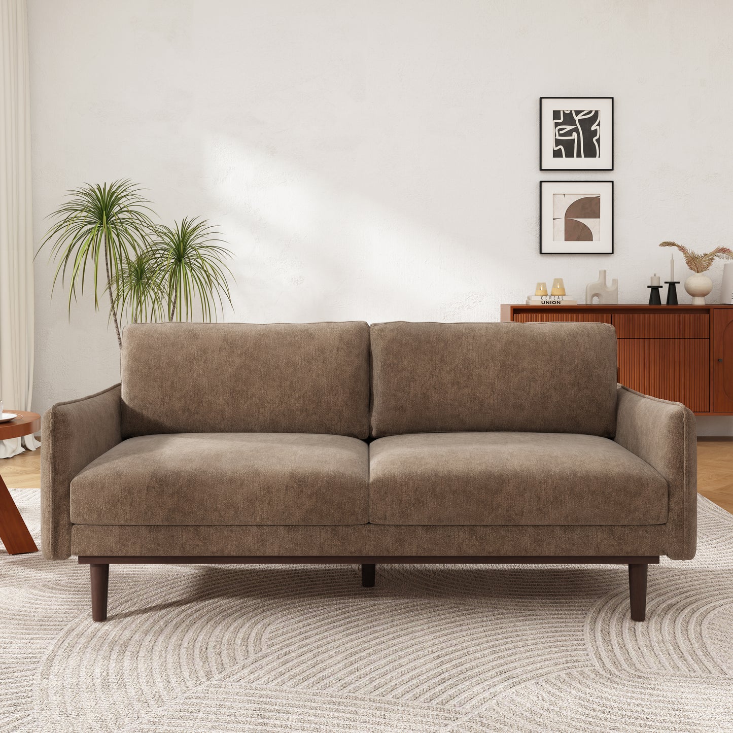 Modern Style Loveseat Sofa 75.75" Sofa Couch 2-seater Sofa with Spacious Seating Area for Living Room, Brown image 8