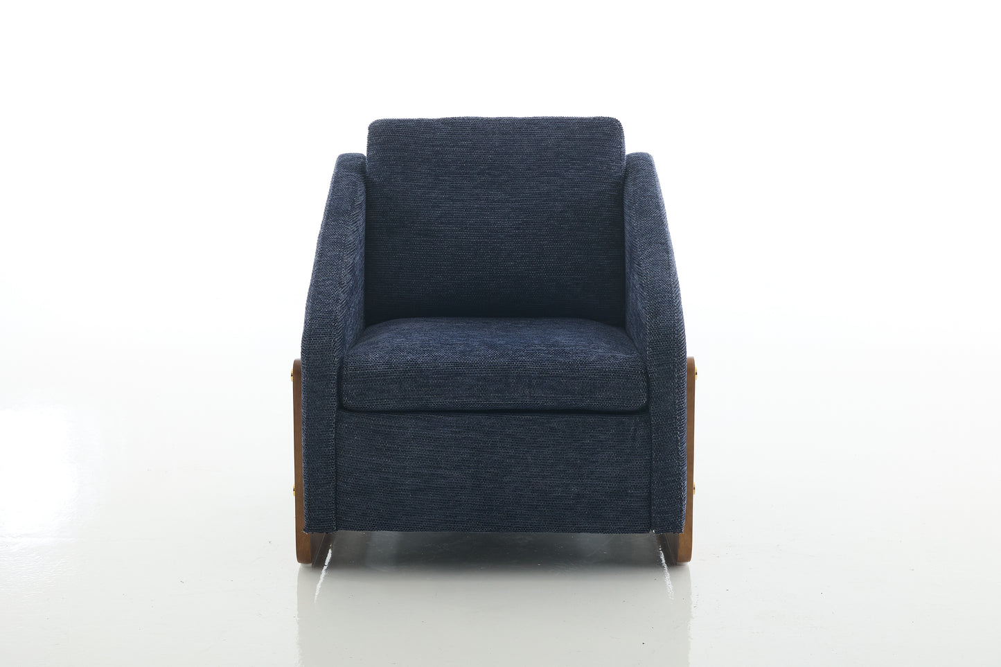 057-Set of 1 Chenille Fabric Modern Upholstered Armchair with Wooden Side Frame, Accent Leisure Chair with Cushioned Seat and Backrest for Living Room, Bedroom,Blue image 11