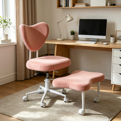 Meditation chair, an ergonomic cross-legged seating chair with lumbar support and a height-adjustable seat cushion, ideal for people engaged in high-intensity office work. PINK image 9