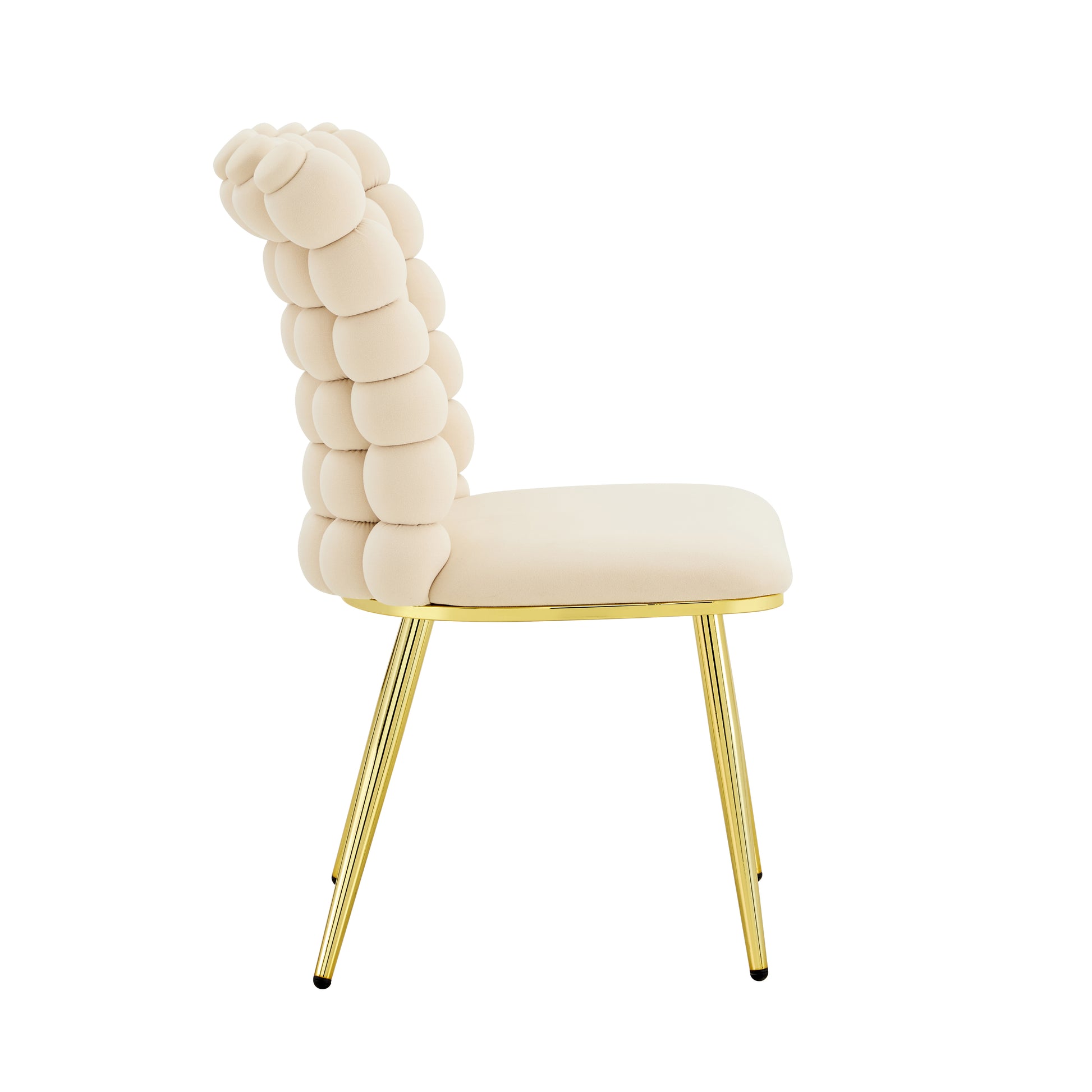 Set of 2 Luxury Cream Bubble Tufted Swivel Chair, Premium Velvet Upholstered Accent Chair with Gold Metal Frame, Ergonomic Space-Saving Desk Chair for Modern Interiors image 12