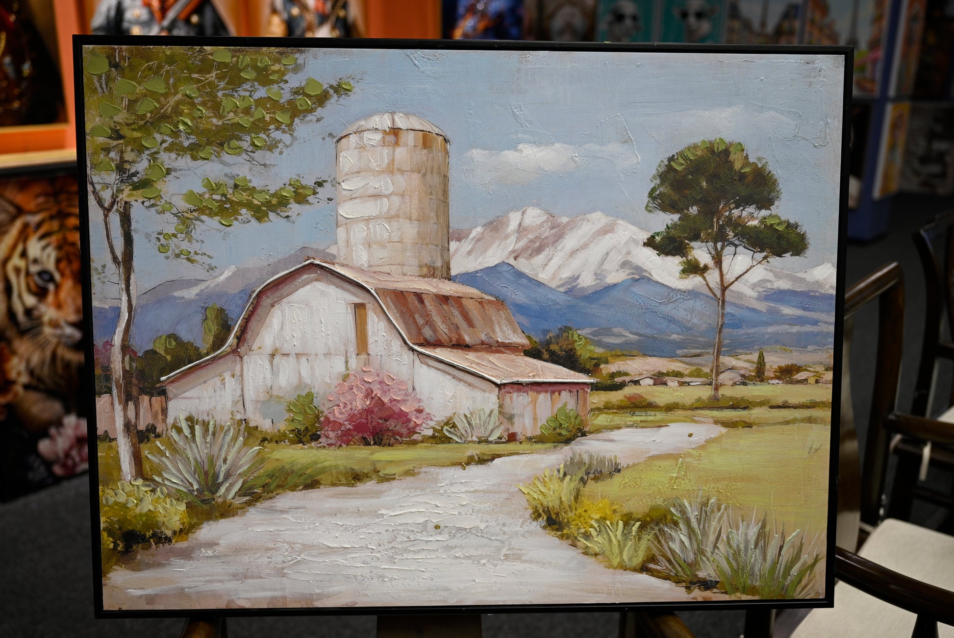 Framed Rustic Farmhouse Canvas Wall Art Beautiful Field Painting Wildflower Barn Print Nature Scenery Picture French Countryside Poster for Bathroom Bedroom Living Room Office Wall Decor 32x24in image 6