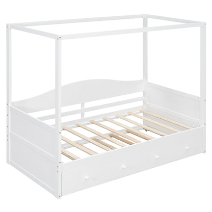 Twin Size Canopy Day Bed with twin size Trundle, White(Old SKU:N708P373423K) image 5