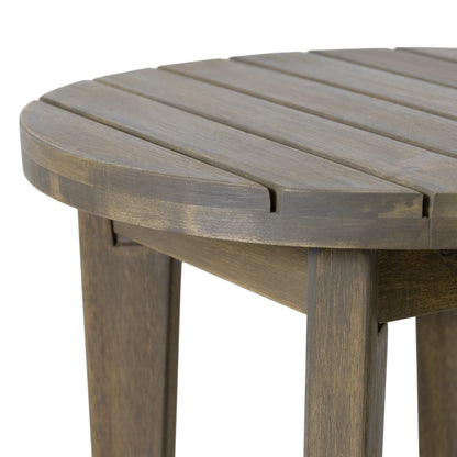 Outdoor 16" Acacia Wood Side Table, Gray Finish image 8