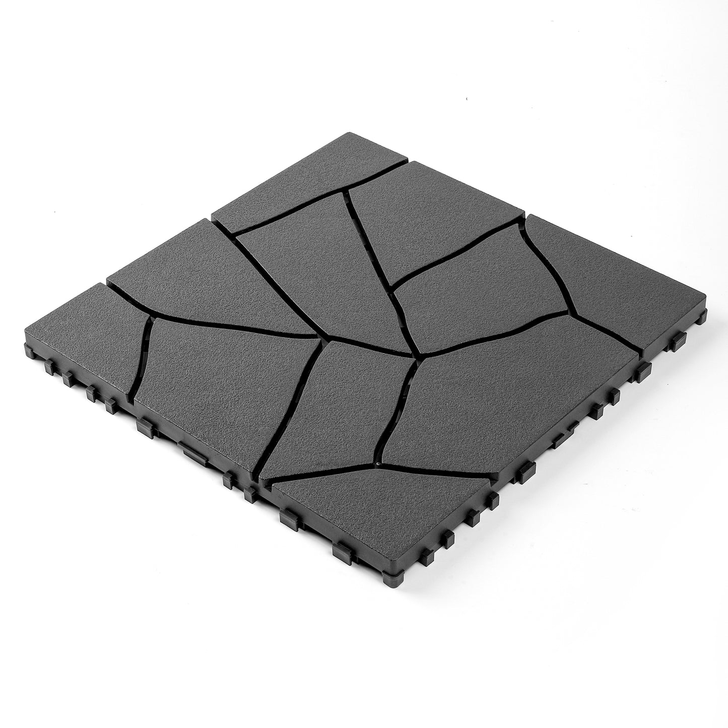 Stone Style 12" Patio Deck Tiles, DIY Module Interlocking Decking Tiles Floor Tile Outdoor and Indoor,Easy and Quick Installation Court Tiles for Porch Poolside Balcony Backyard 44pcs,dark gray image 1