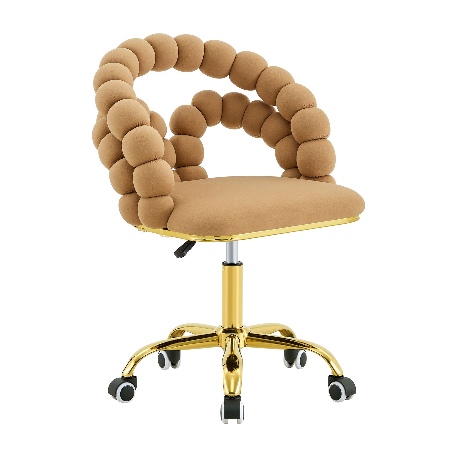 Velvet Bubble Back Swivel Office Chair, Adjustable Height Cute Vanity Chair with Gold Base & Wheels for Bedroom, Makeup Room. image 11