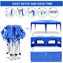 10'x20' Folding Canopy with 6 Removable Sidewalls Outdoor Event Shelter UPF 50+ Gazebo Portable Tents for Parties Beach Camping Wedding EZ Pop Up Canopy