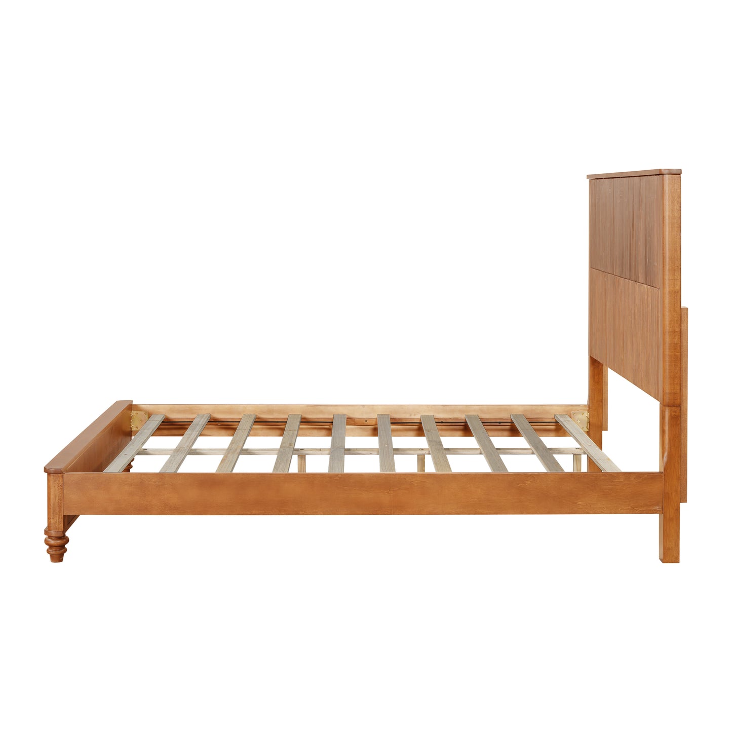 Solid Wood Bed Frame,Queen Platform Bed Frame with Headboard,Tall Headboard Natural Wood Bed,No Box Spring Needed,Natural image 7