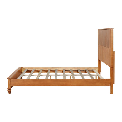 Solid Wood Bed Frame,Queen Platform Bed Frame with Headboard,Tall Headboard Natural Wood Bed,No Box Spring Needed,Natural image 7