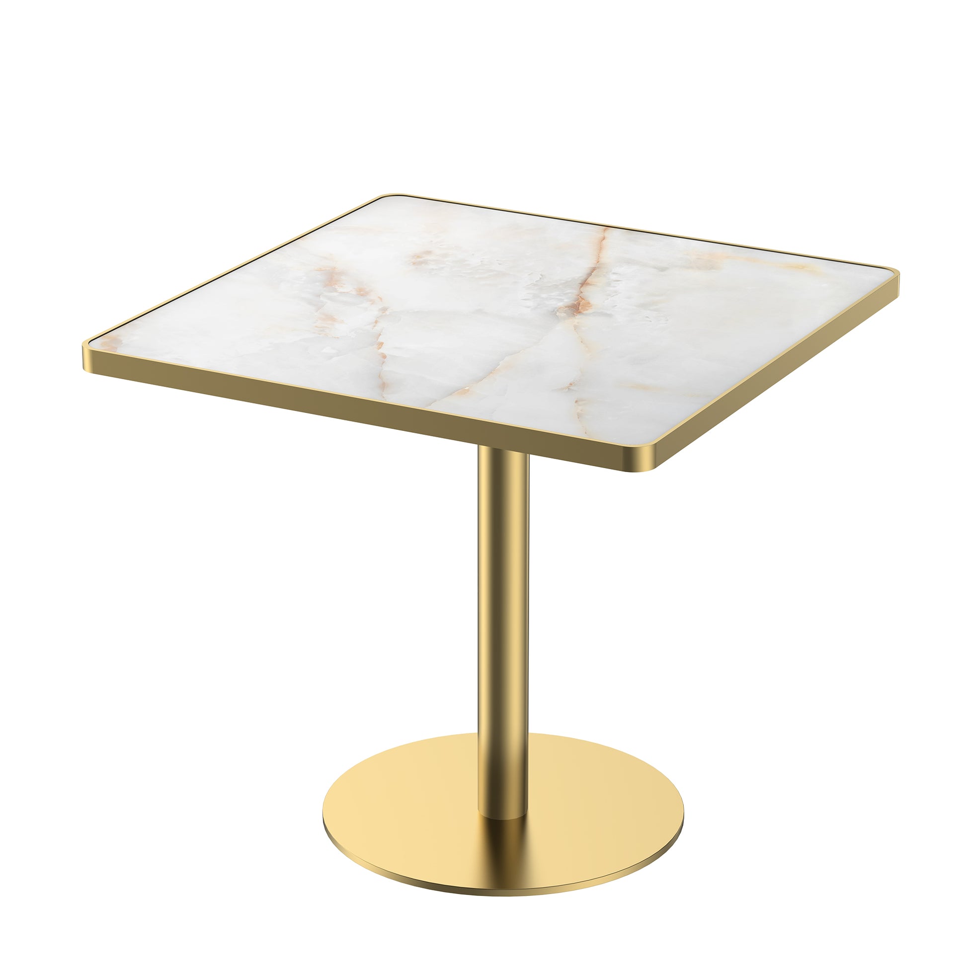 31.5" Square Modern Tulip Dining Table, Sintered Stone Tabletop with Luxury Faux Marble Print, Stainless Steel Bracket Base, Scratch & Wear Resistant, Waterproof Surface, Ideal for Indoor & Outdoor Us image 8