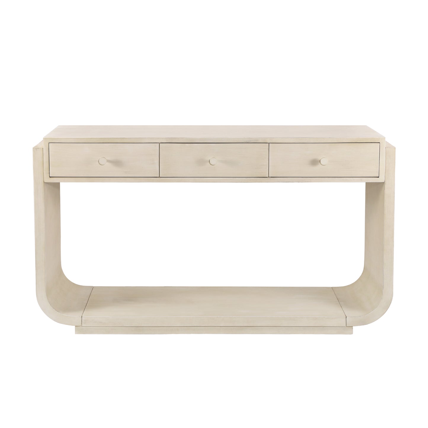 Antique-Style Console Table, 3 Storage Drawers, Display Shelf, Curved Legs, Paulownia Veneer, Entryway/Hallway/Living Room, Beige image 11