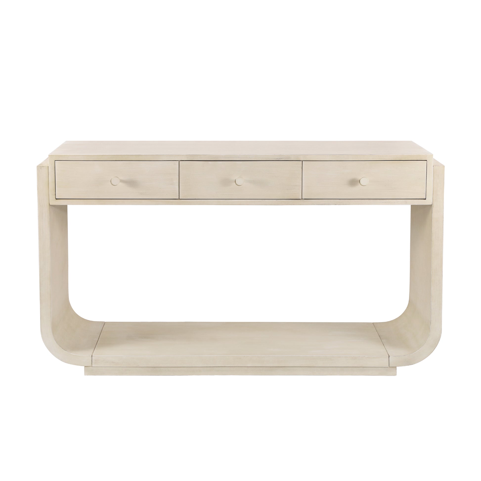Antique-Style Console Table, 3 Storage Drawers, Display Shelf, Curved Legs, Paulownia Veneer, Entryway/Hallway/Living Room, Beige image 11