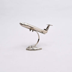 Decorative Retro Aluminum Airplane Sculpture – 8x8x6"  Nickel-Finished Table Accent
