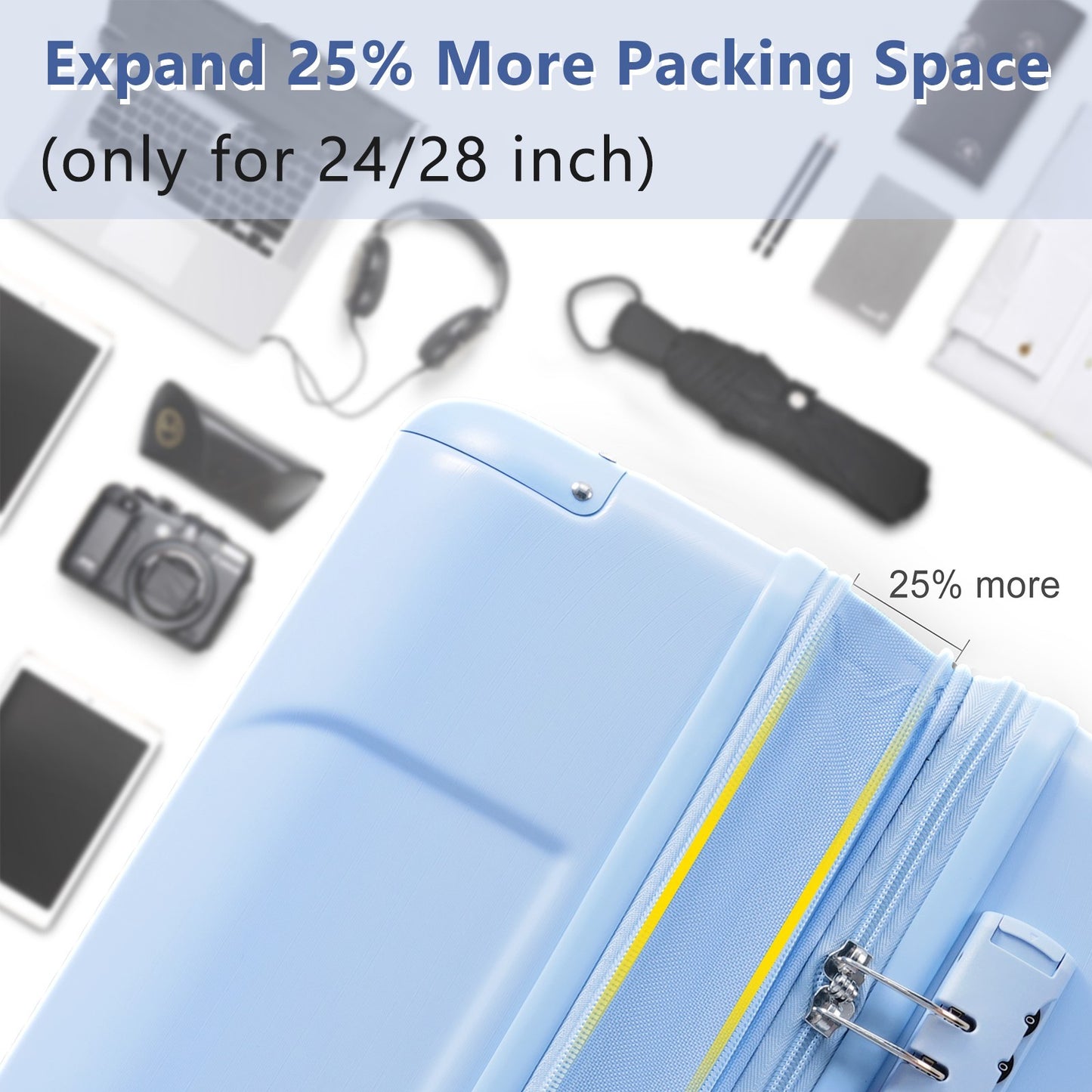 Hardshell ABS Luggage Sets 2 Piece Suitcase Set Expandable with TSA Lock Spinner Wheels for Men Women image 5
