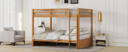 Wood Queen Size Bunk Bed with Ladder, Wood Color image 7